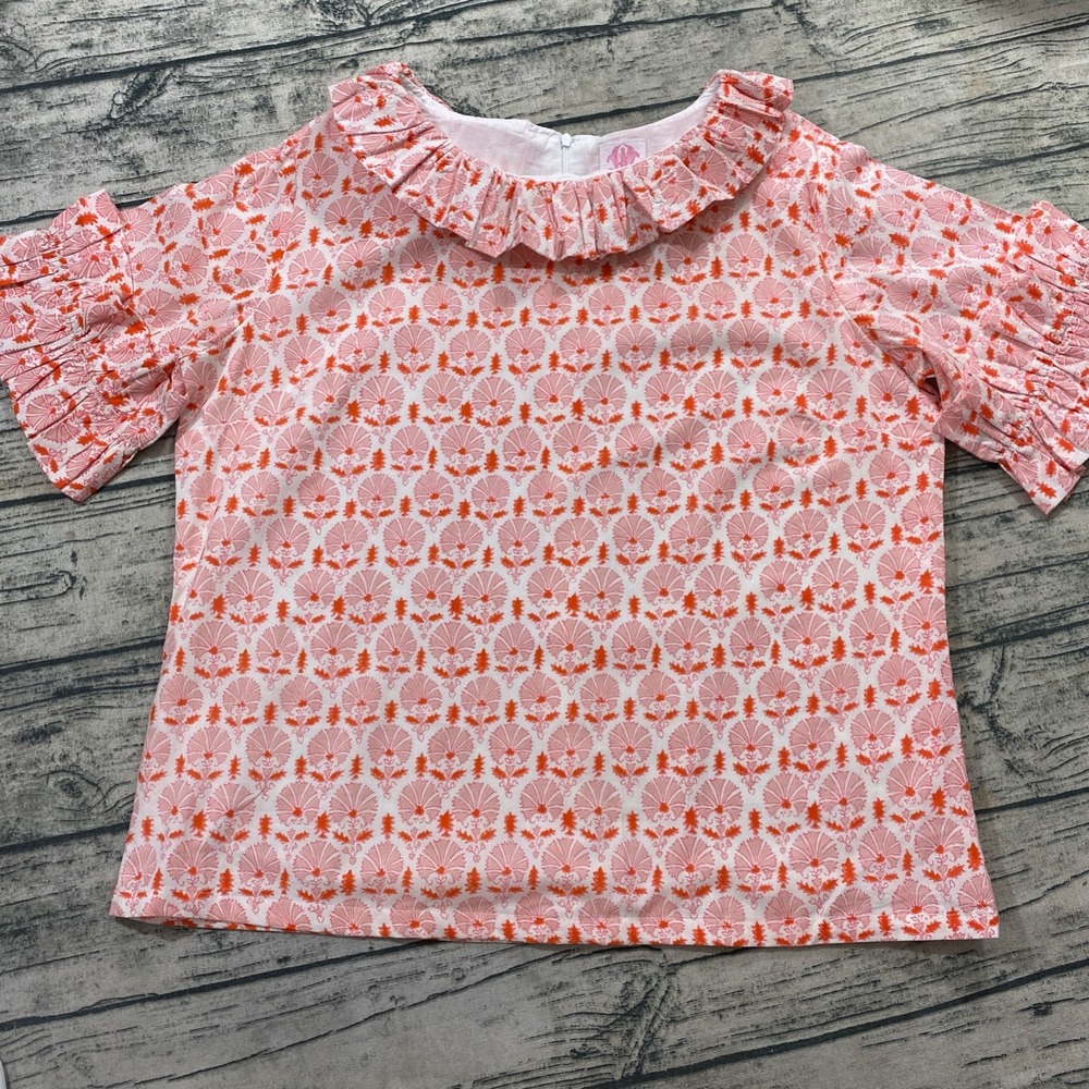 Elizabeth Wilson Womens XXL‎ Nancy Jane Ruffle Neck Blouse Floral Printed